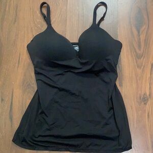 Y2K BODY BY VICTORIA IPEX BUILT IN BRA TOP TANK BLACK PLUNGE 36C